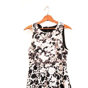 Joie Black & Silver Rose Floral Silk Dress